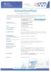 Schweißzertifikat EN 1090-2